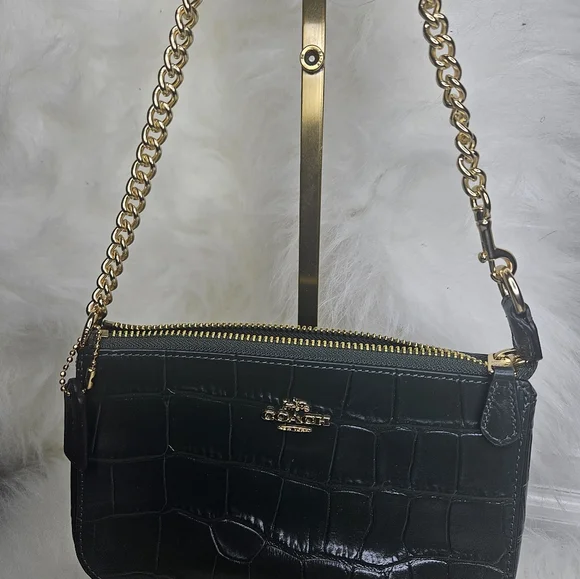 NWT Coach Nolita Green Croc-Embossed Leather Bag - Picture 2 of 7